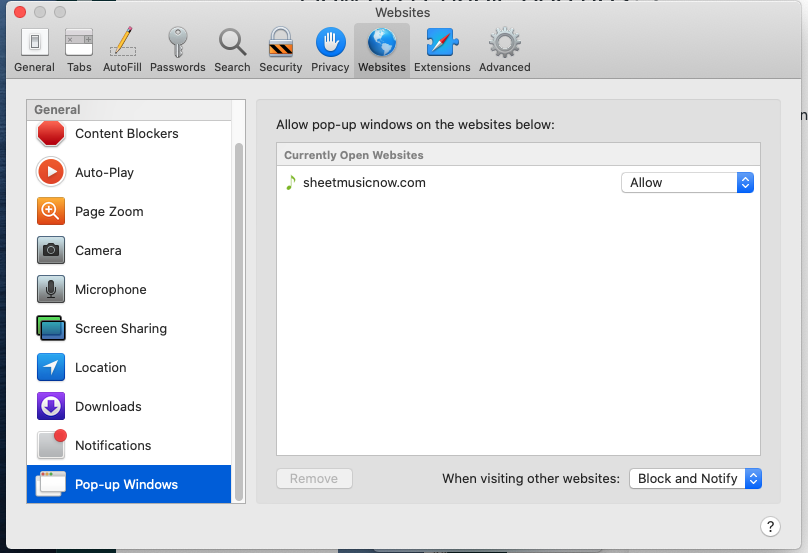 How do I enable pop ups? – SheetMusicNow